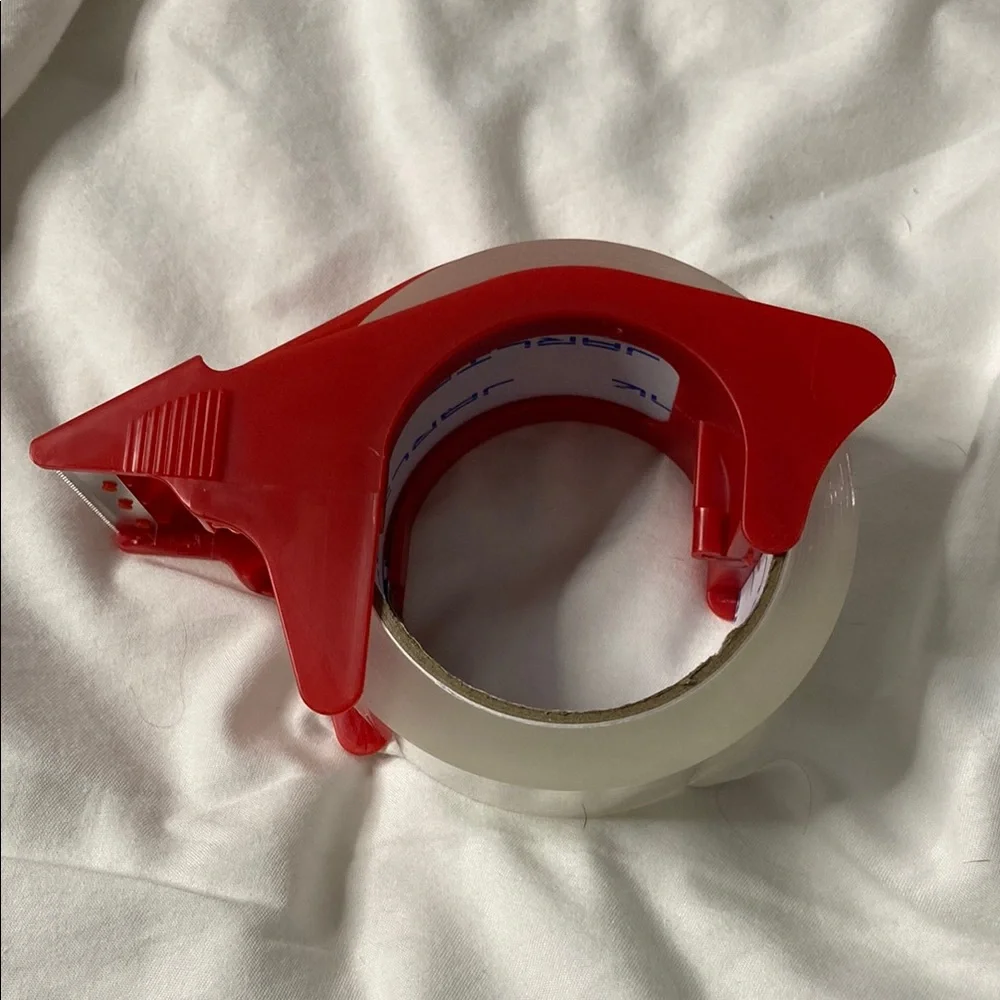Tape Dispenser Handheld Packing Shipping Sealing Cutter Red w/ 1 Roll of Tape‎